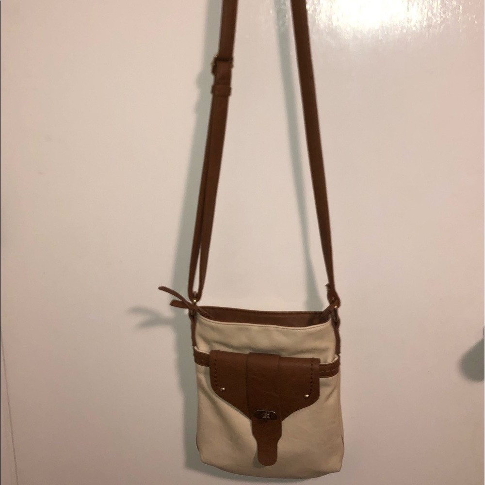 Cream & Tan Cross-Body Purse